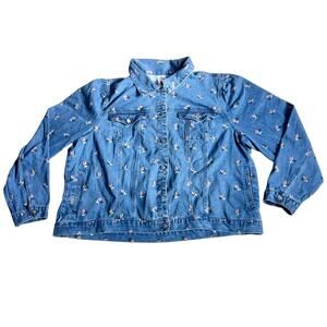 Disney Parks Minnie Mouse All-Over Print Denim Jean Jacket Size 3X